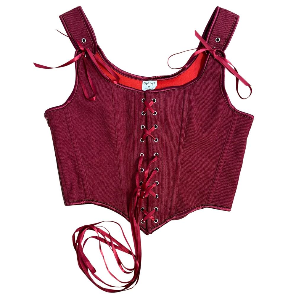 Spirit Halloween Pirate Corest Top Corduroy Costume Renaissance Burgundy Medium